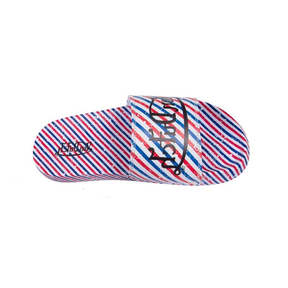 Von Dutch Men's Black/White/Red/Blue Barbershop Print Slides BS4321